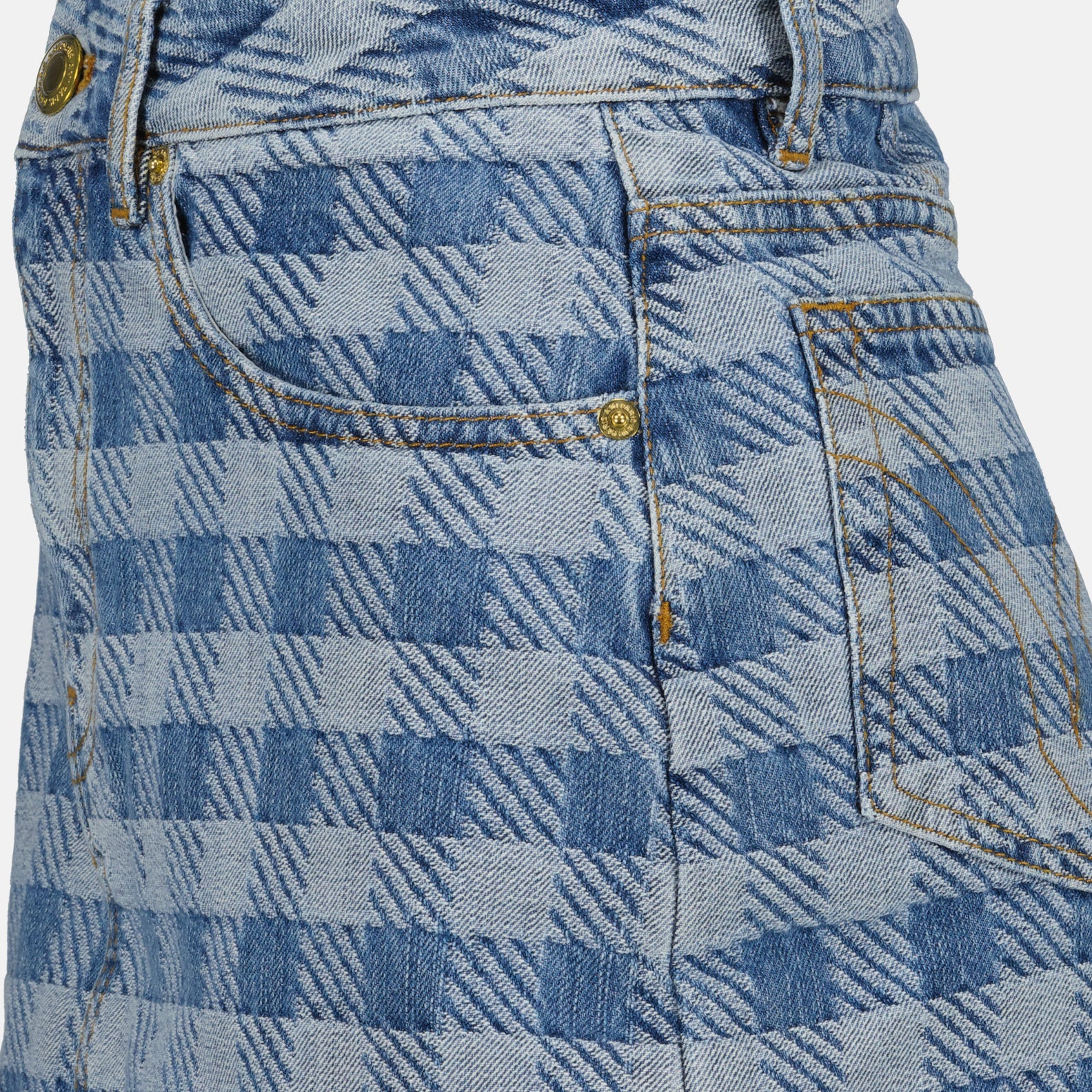 Jupes Mini jupe denim en jacquard vichy Ami PARIS Bleu Femme