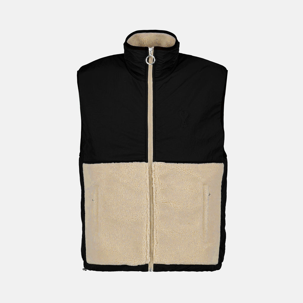 Jacken Veste sans manche en sherpa Ami PARIS Schwarz Homme