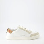 Baskets Baskets en cuir et suède Burberry Blanc Homme