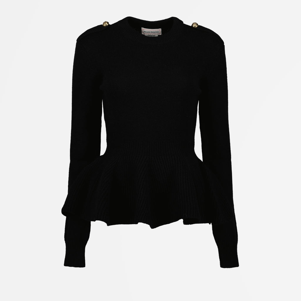 Maille Pull à volants Alexander McQueen Noir Femme