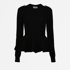 Maille Pull à volants Alexander McQueen Noir Femme