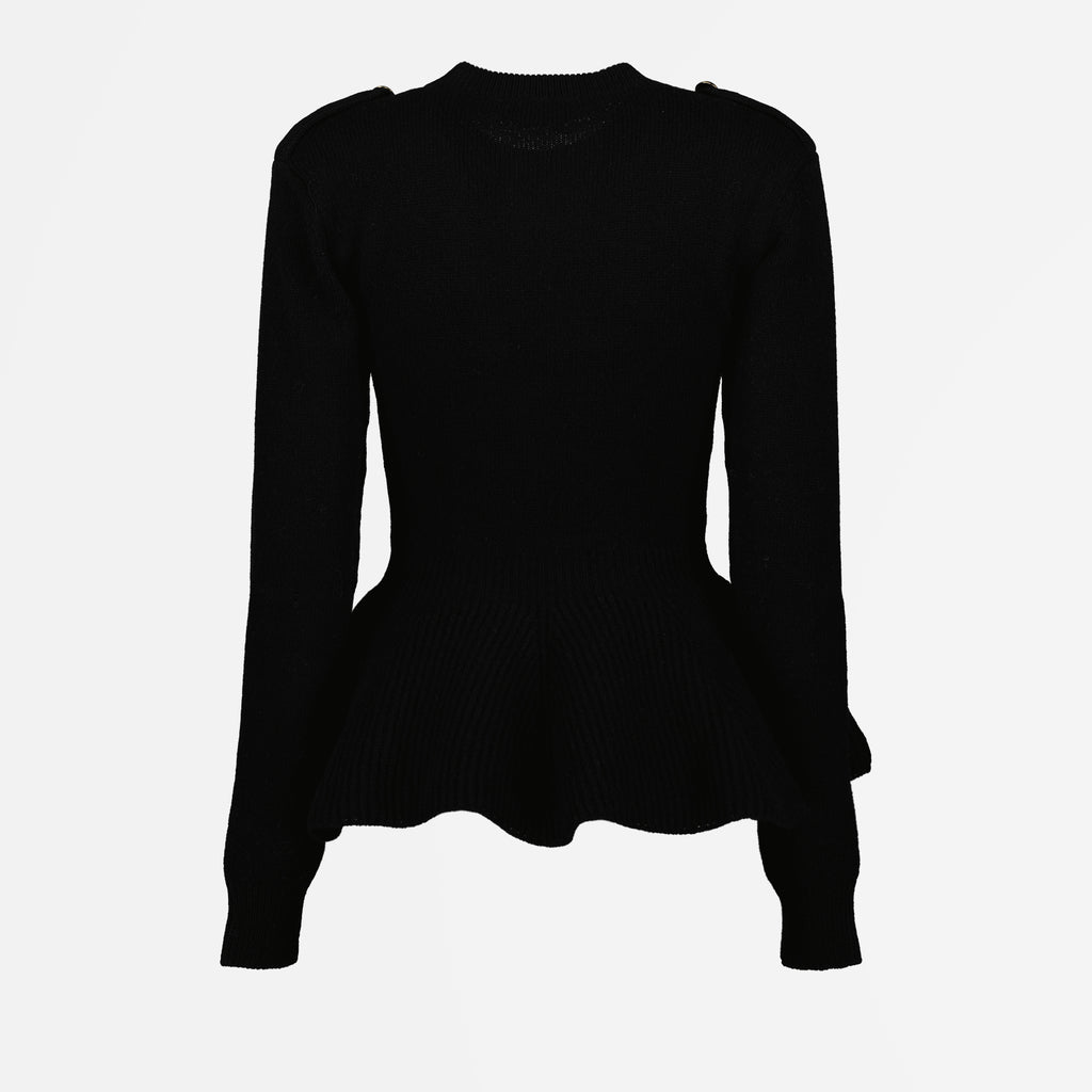 Maille Pull à volants Alexander McQueen Noir Femme