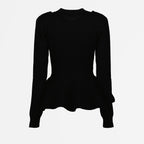 Maille Pull à volants Alexander McQueen Noir Femme