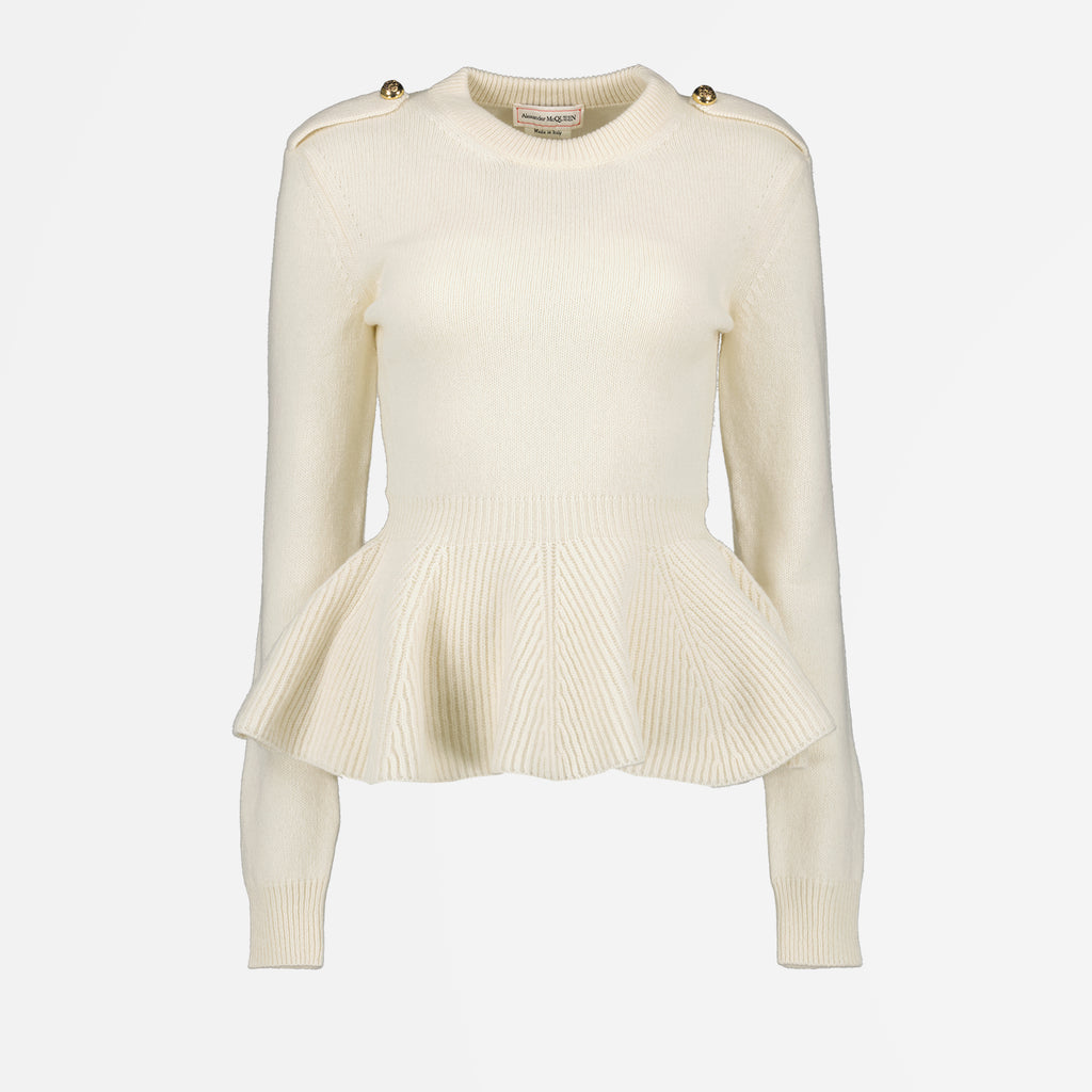 Maille Pull à volants Alexander McQueen Beige Femme