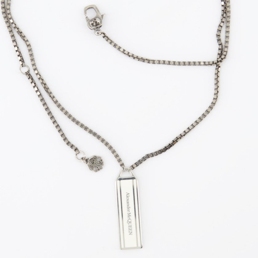 Jewelry Enamel Tag Necklace Alexander McQueen Silver Man