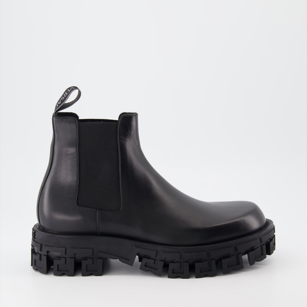 Boots and ankle boots Greca Chelsea Boots Versace Black Man