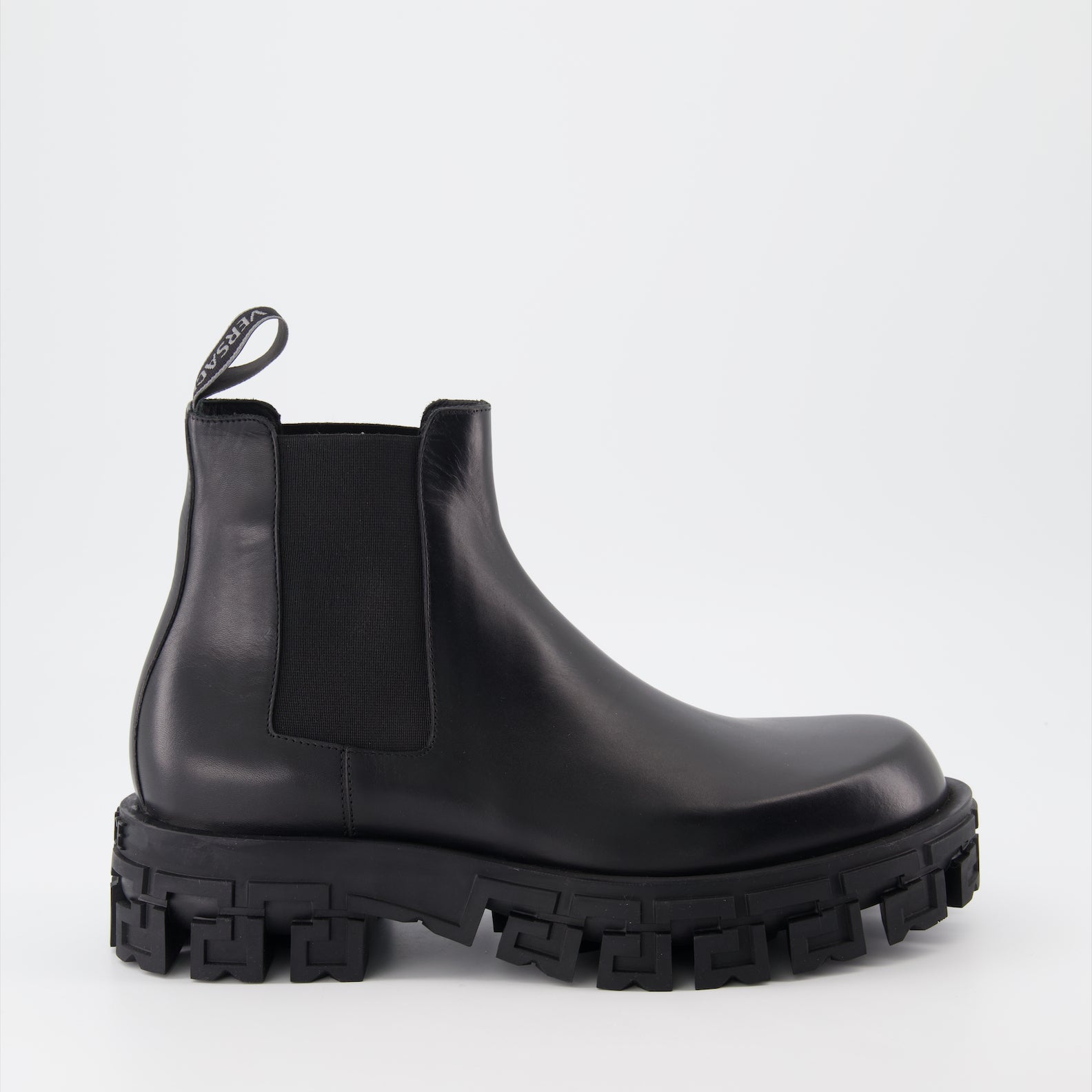 Boots and ankle boots Greca Chelsea Boots Versace Black Man