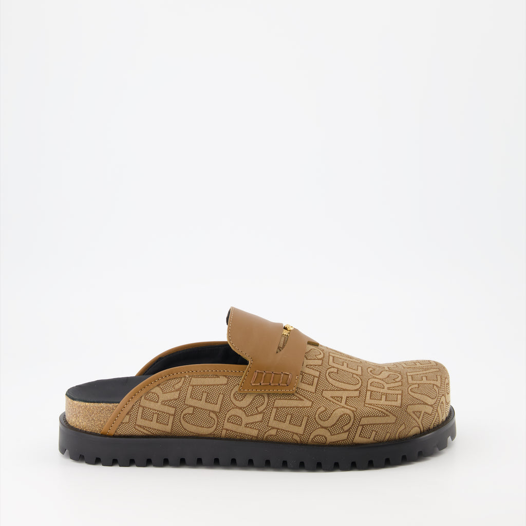 Chaussures ouvertes Mules Versace Allover Medusa Versace Marron Homme