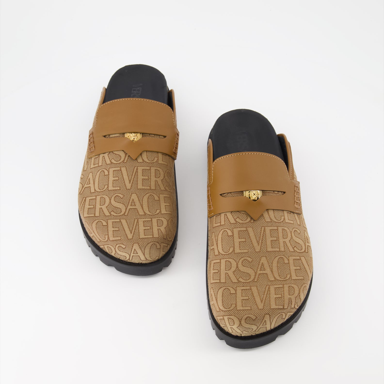Zapatos abiertos Mules Versace Allover Medusa Versace Marrón Homme