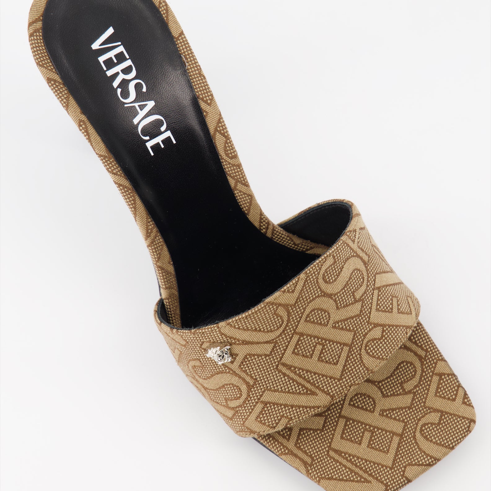 Zapatos abiertos Mules monogrammées Versace Beige Femme