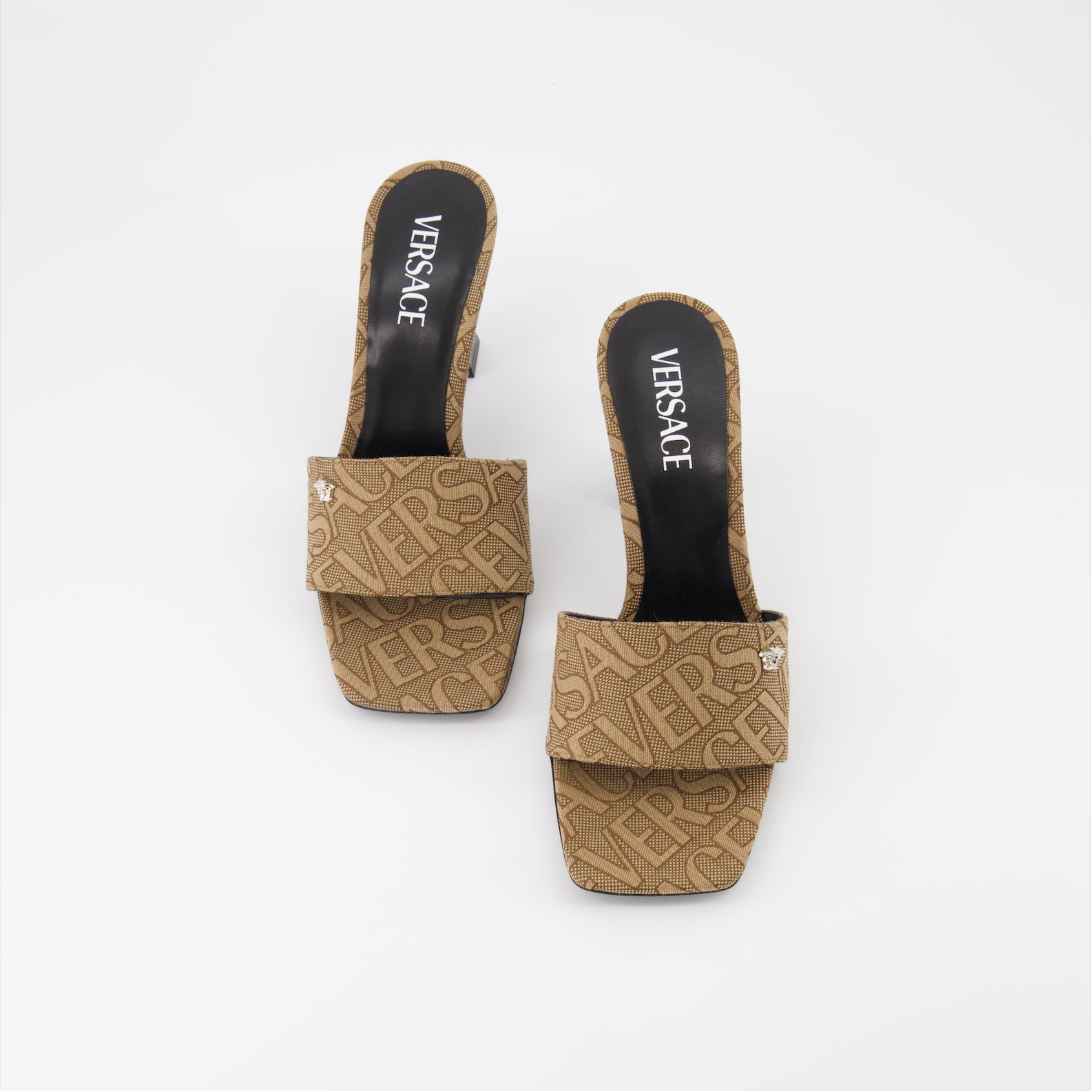 Zapatos abiertos Mules monogrammées Versace Beige Femme