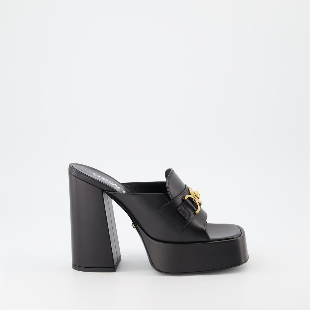 Chaussures ouvertes Mules à plateforme Medusa 95' Versace Noir Femme