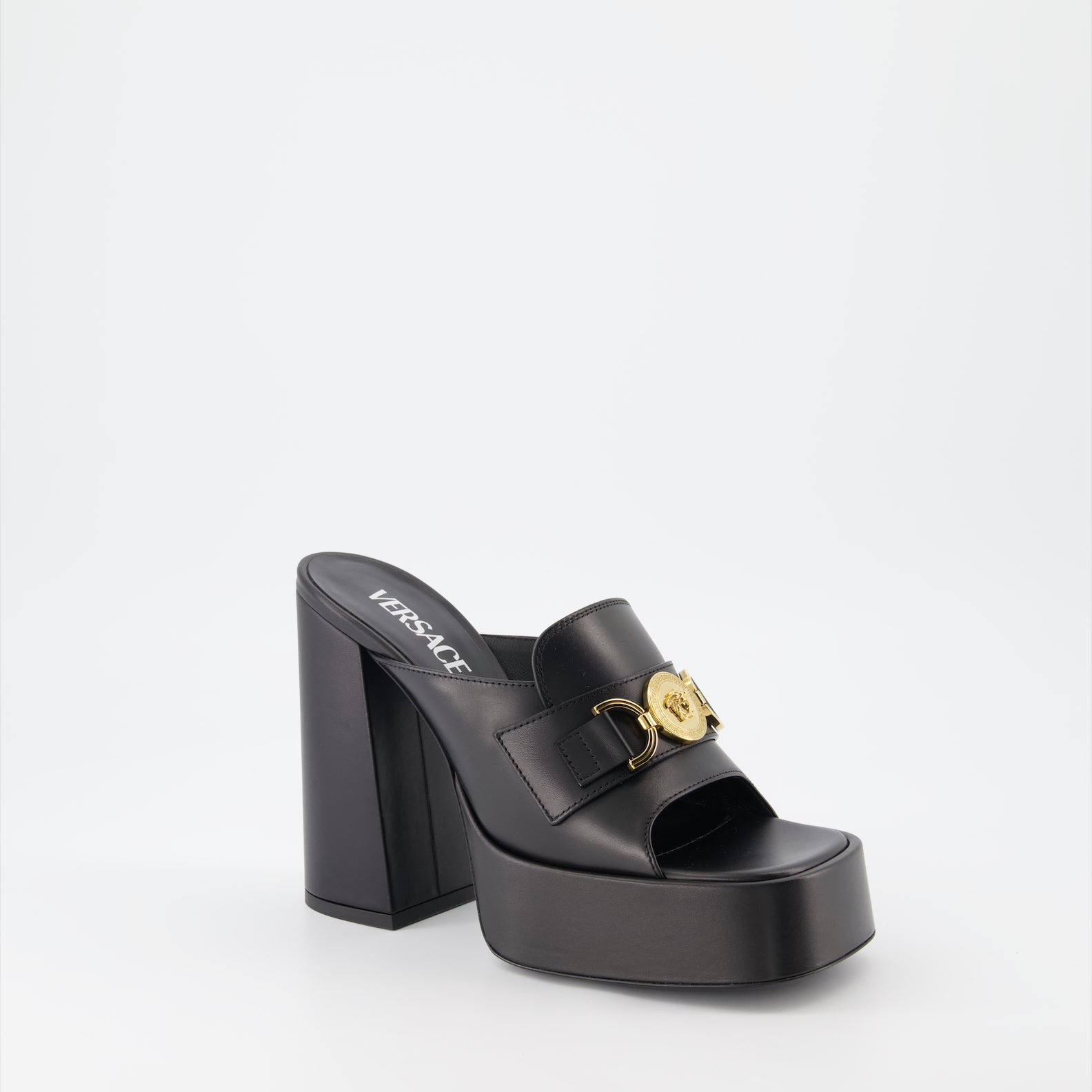 Chaussures ouvertes Mules à plateforme Medusa 95' Versace Noir Femme