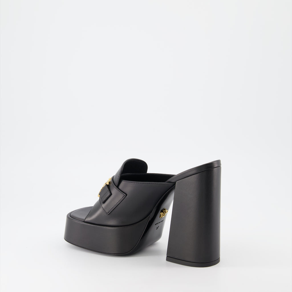 Chaussures ouvertes Mules à plateforme Medusa 95' Versace Noir Femme