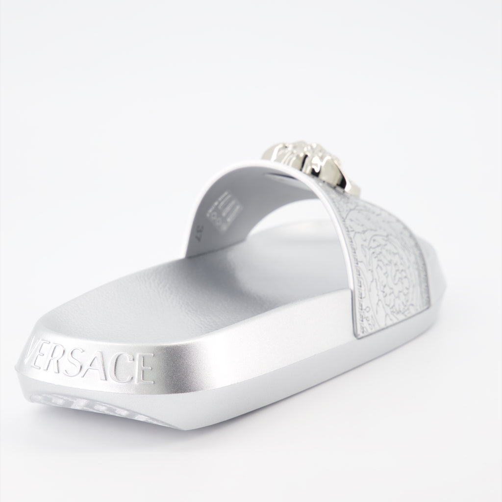 Sapatos abertos Claquettes La Medusa Versace Prata Femme