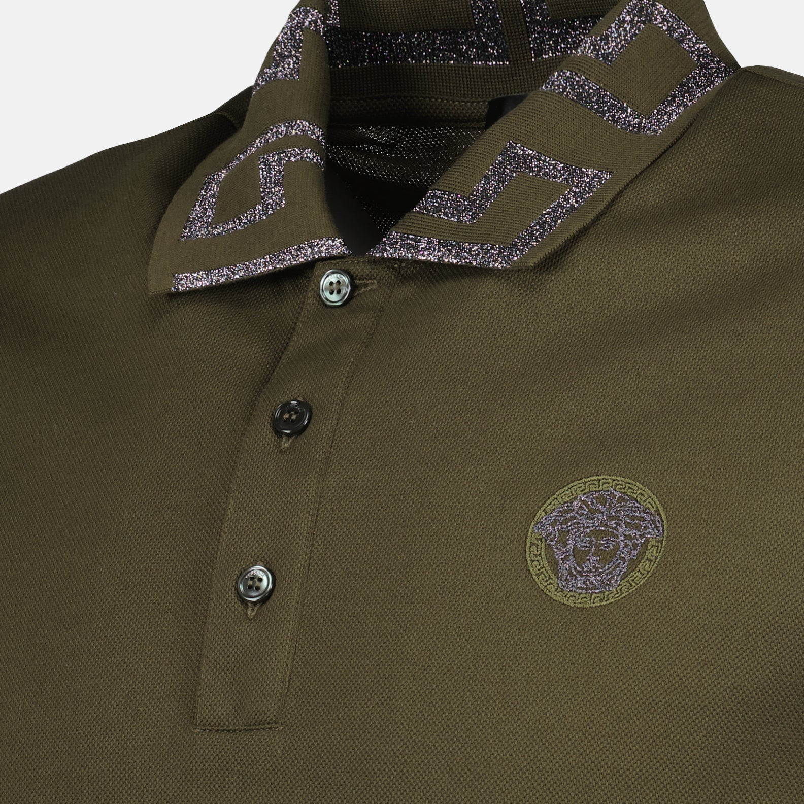 Polos Polo à manches courtes Greca Versace Verde Homme