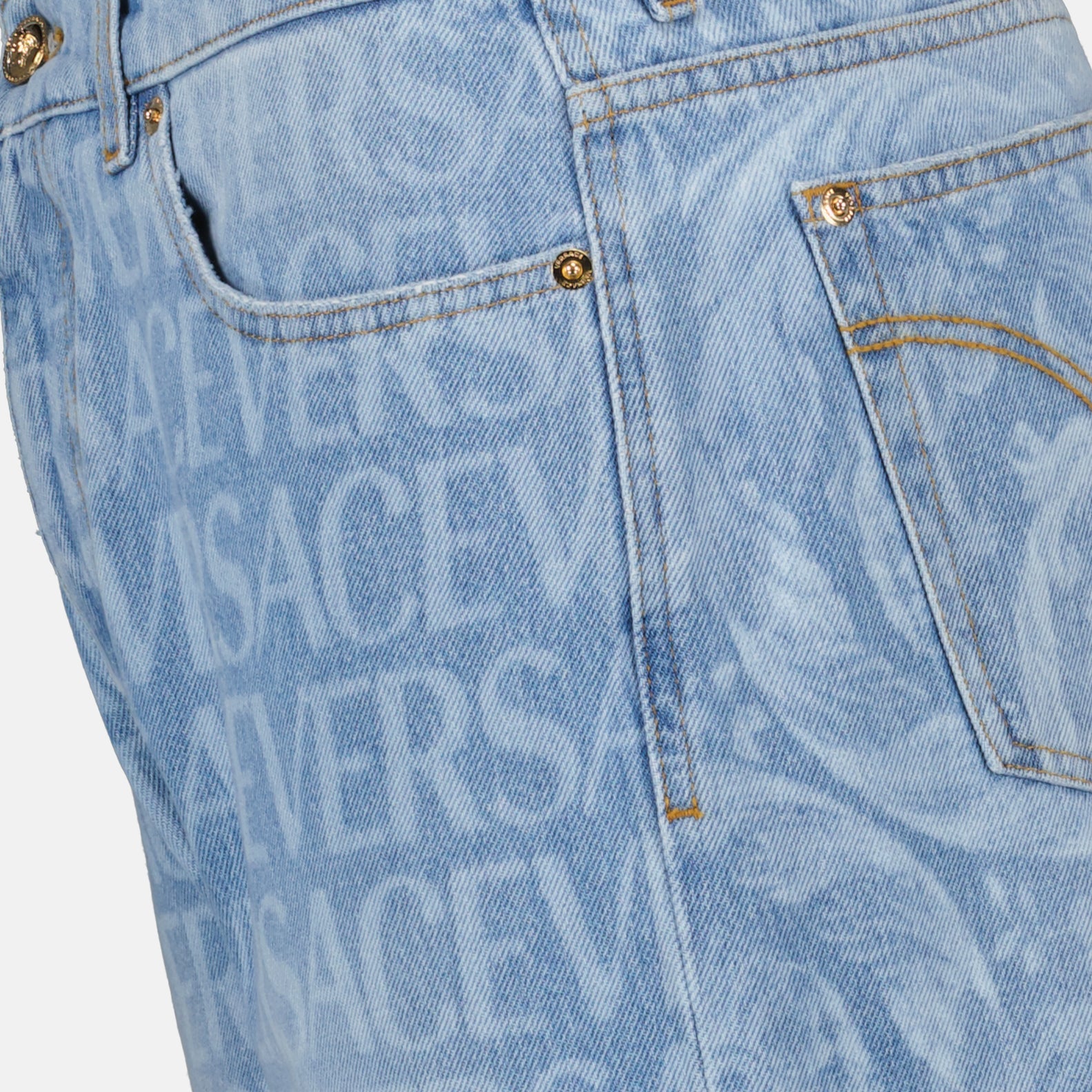 Pantalons Jean Versace Allover Versace Bleu Homme