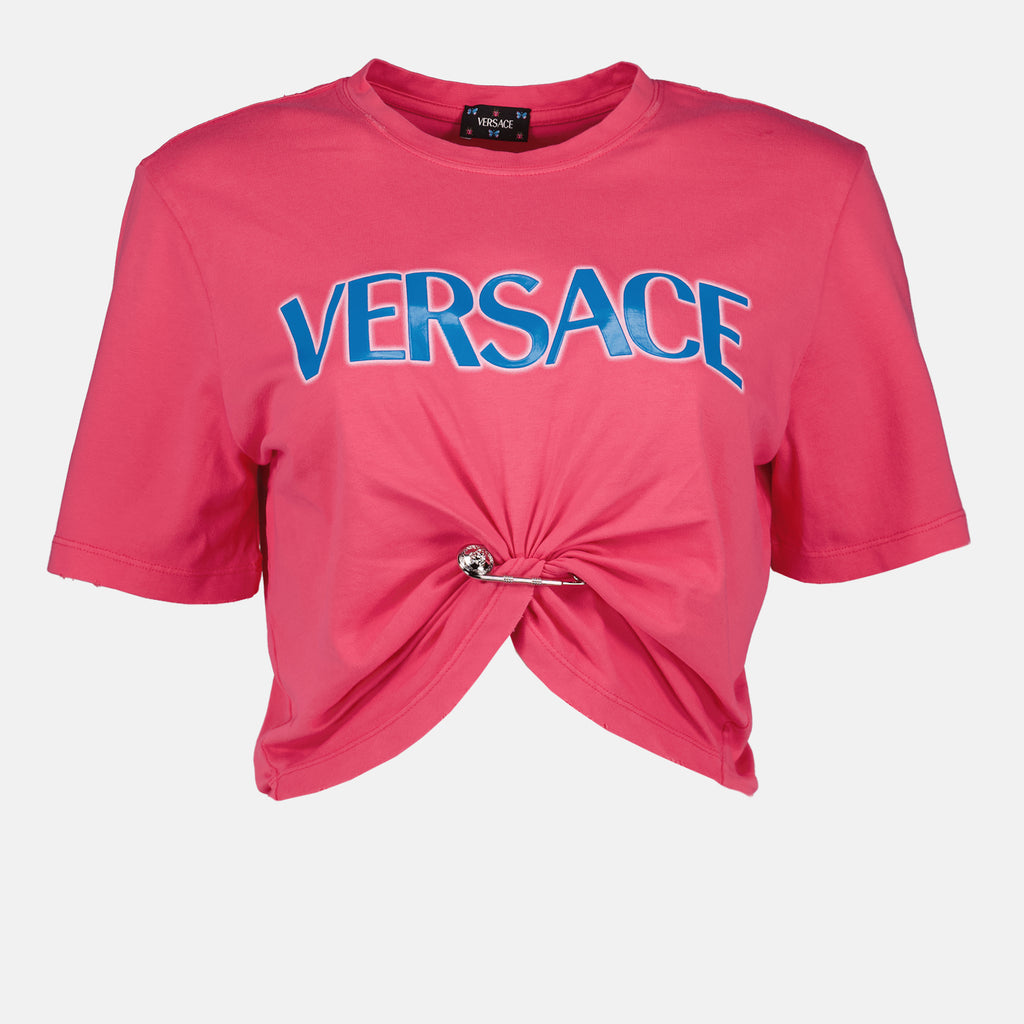 T-Shirts T-shirt à logo Safety Pin Versace Rosa Femme