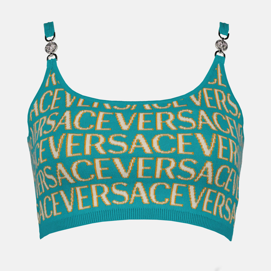 Tops Crop top Versace Allover en maille Versace Azul Femme