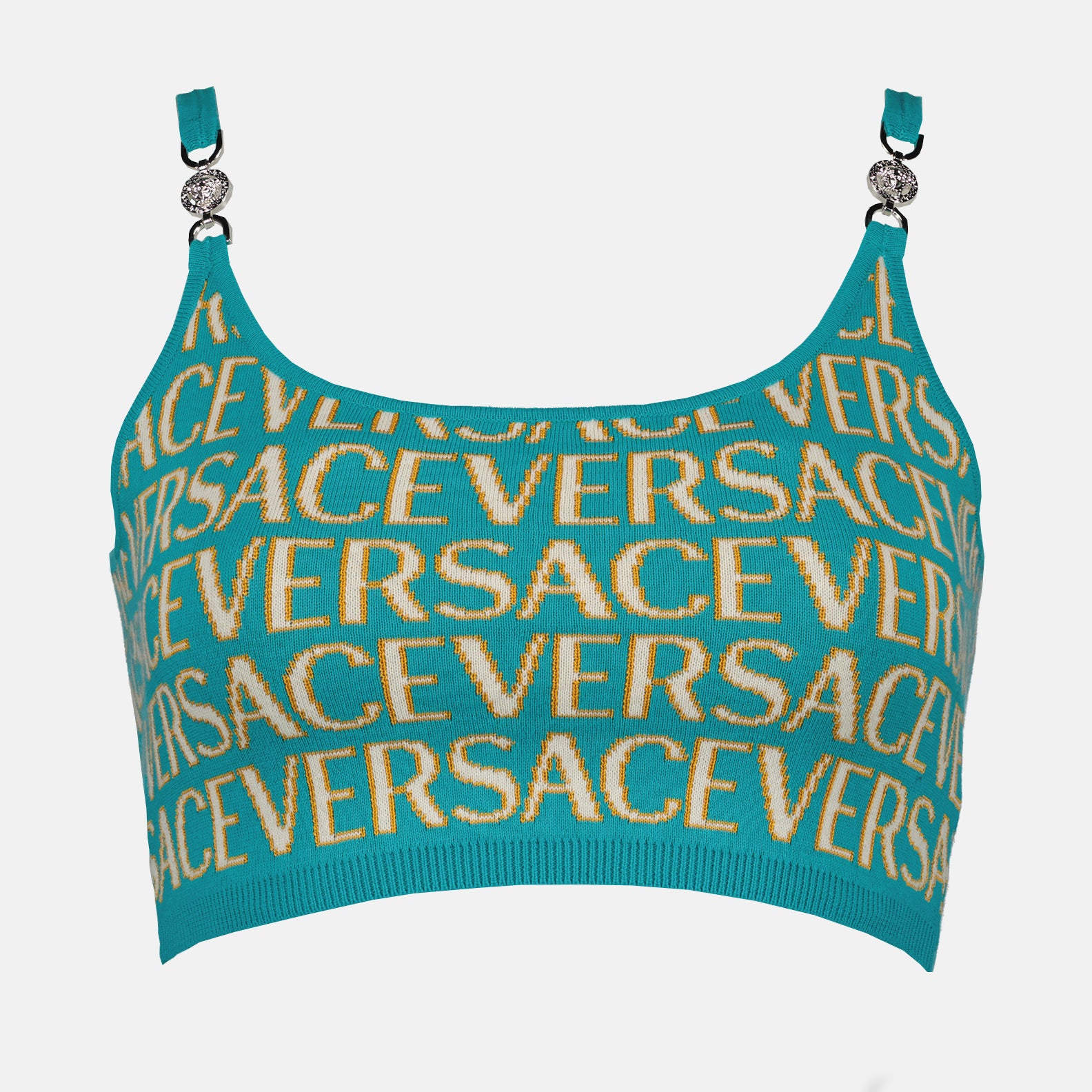 Tops Crop top Versace Allover en maille Versace Azul Femme