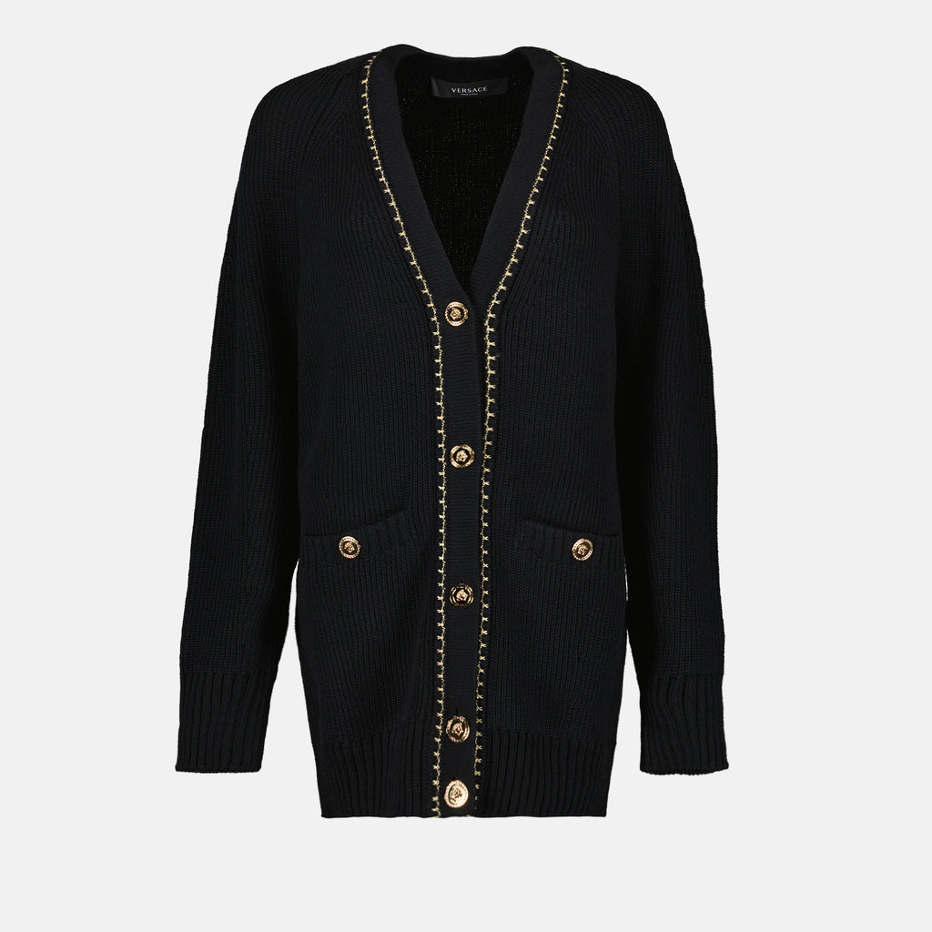 Maille Cardigan long Medusa Versace Noir Femme