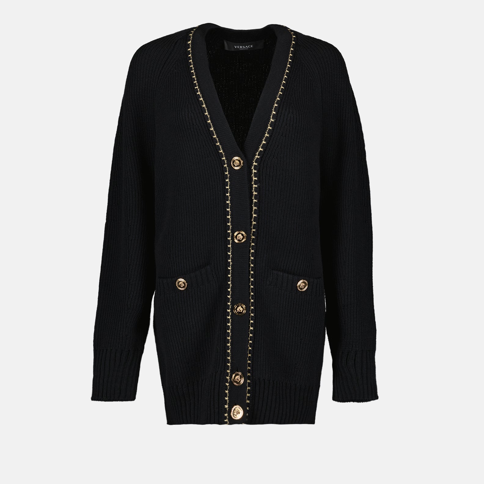 Maille Cardigan long Medusa Versace Noir Femme