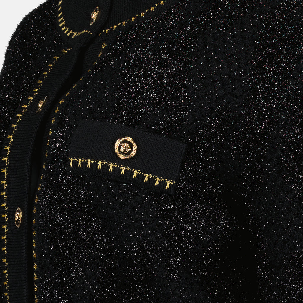 Maille Cardigan Medusa en tweed Versace Noir Femme