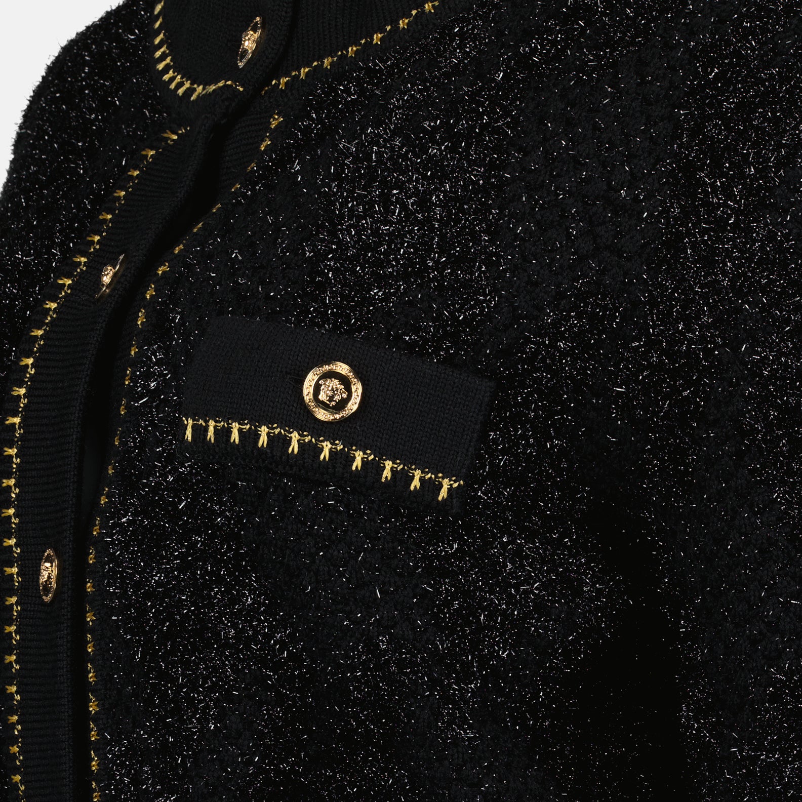 Maille Cardigan Medusa en tweed Versace Noir Femme