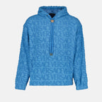 Felpe Sweatshirt Versace Allover en éponge Versace Blu Homme