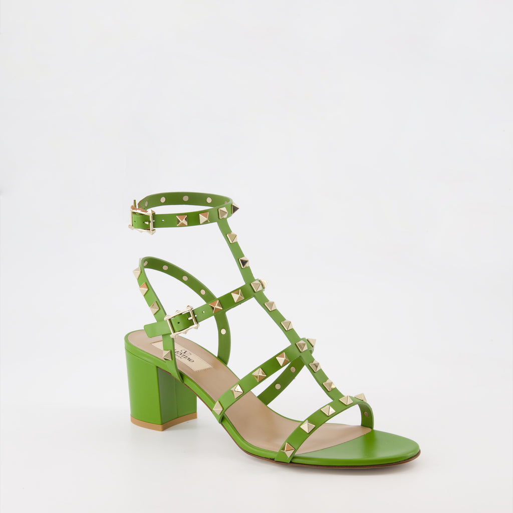オープントゥシューズ ロックスタッズサンダル Valentino Garavani 緑 女性