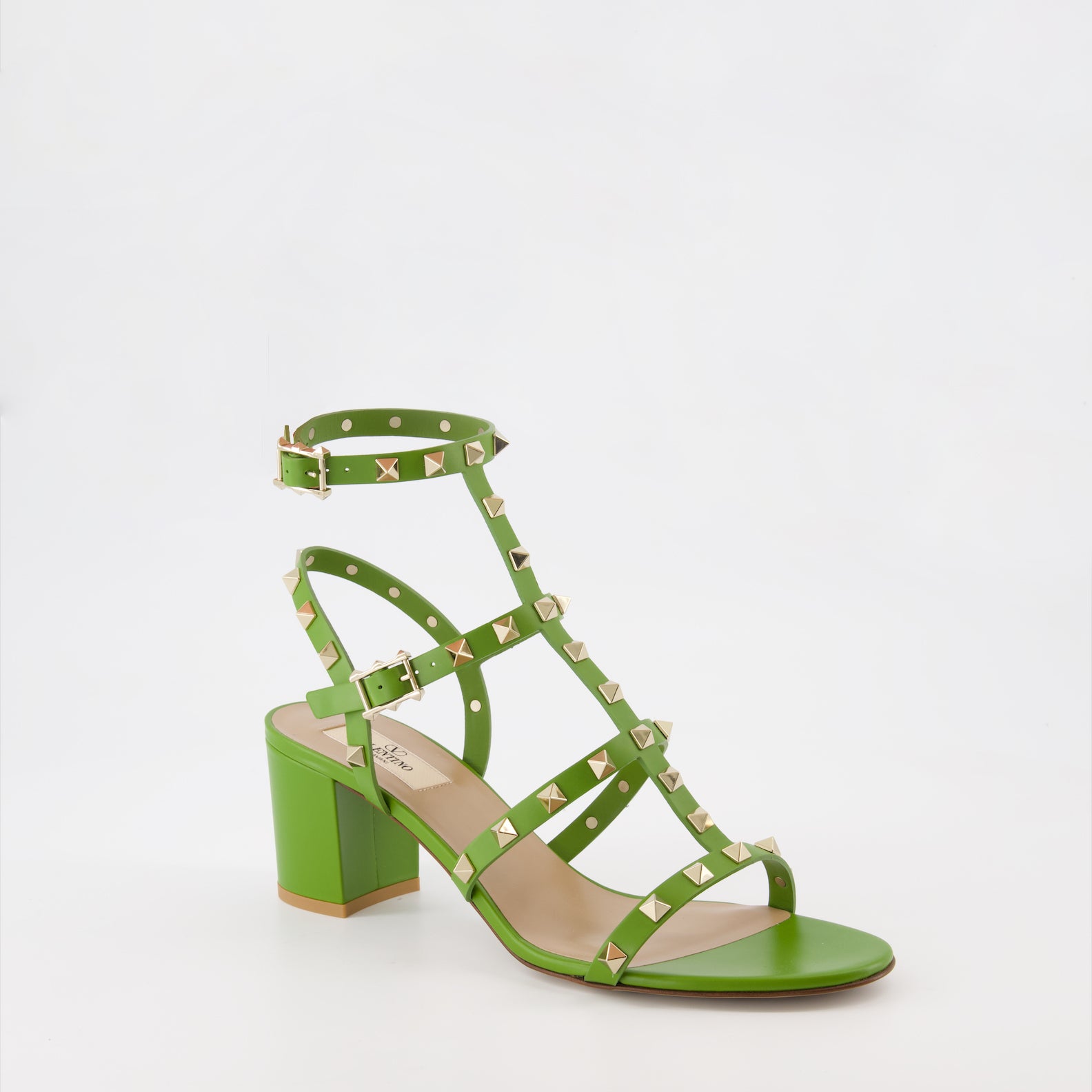 オープントゥシューズ ロックスタッズサンダル Valentino Garavani 緑 女性
