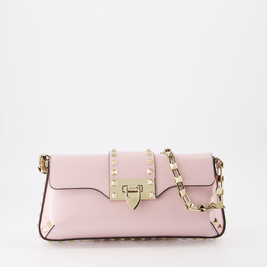 Umhängetaschen Sac Rockstud en cuir Valentino Garavani Rosa Femme