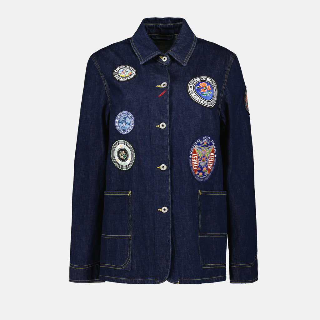 ジャケット パッチ付きデニムジャケット Kenzo 青 Femme