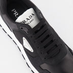 Baskets Baskets en cuir et Re-Nylon Prada Noir Homme