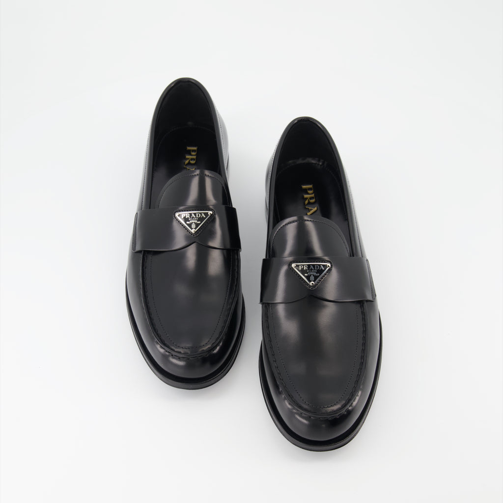 Mocassins Mocassins en cuir verni Prada Noir Homme