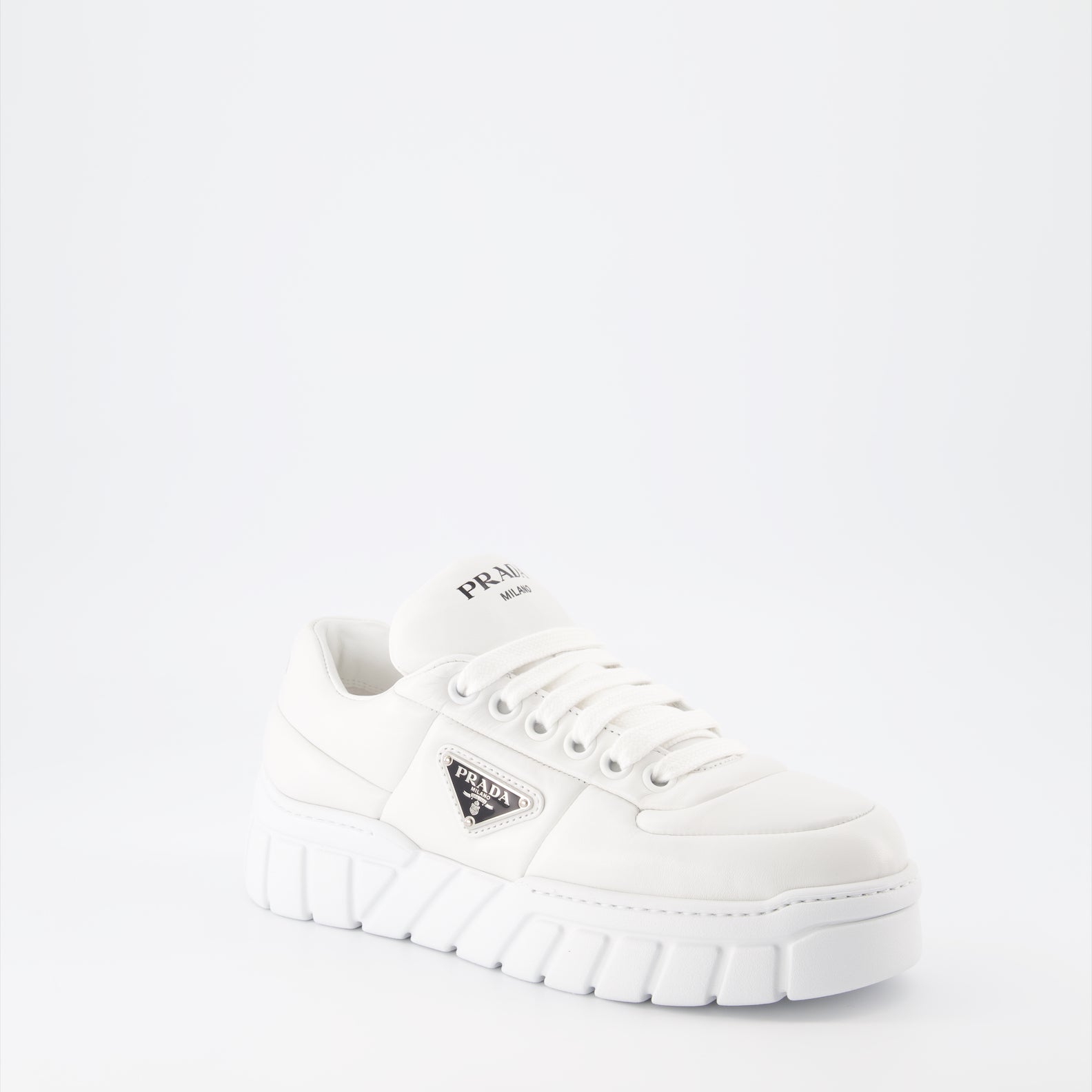 Baskets Baskets en cuir nappa Prada Blanc Femme