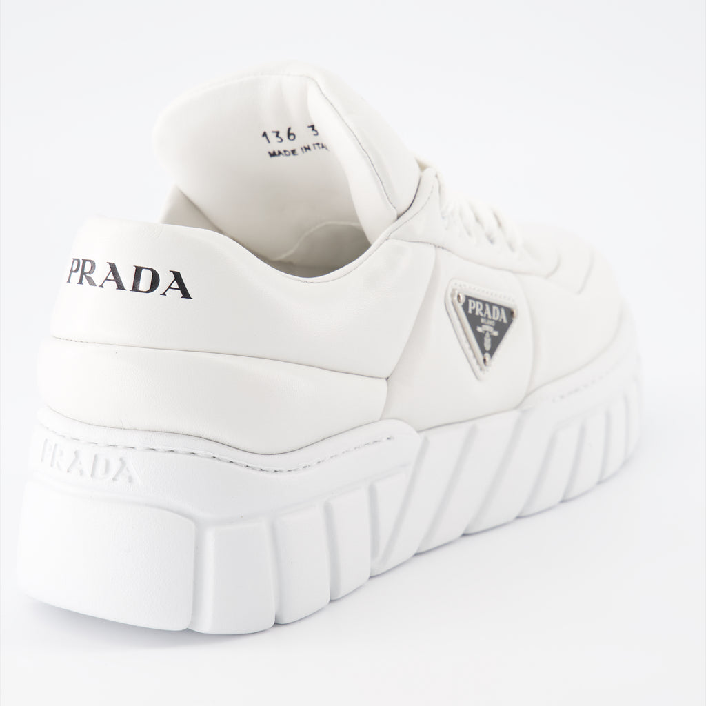 Baskets Baskets en cuir nappa Prada Blanc Femme