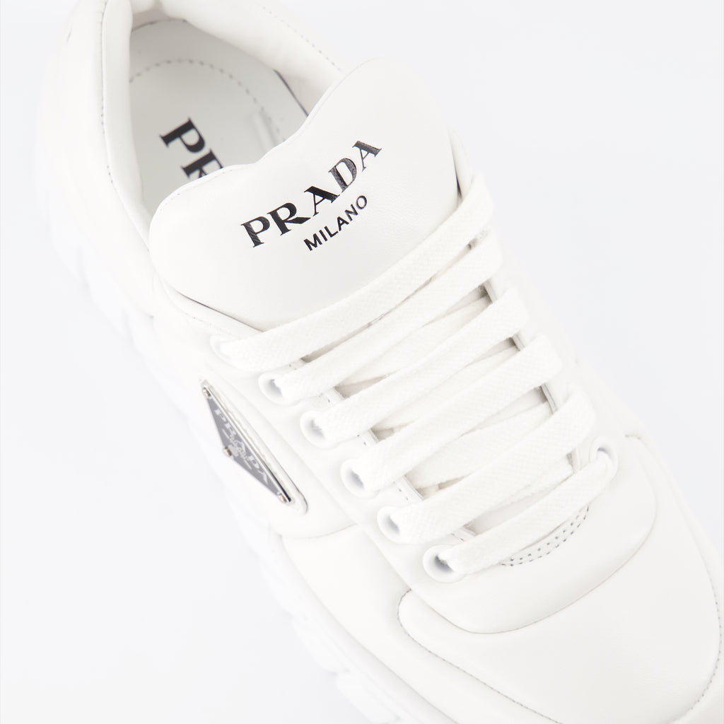 Baskets Baskets en cuir nappa Prada Blanc Femme