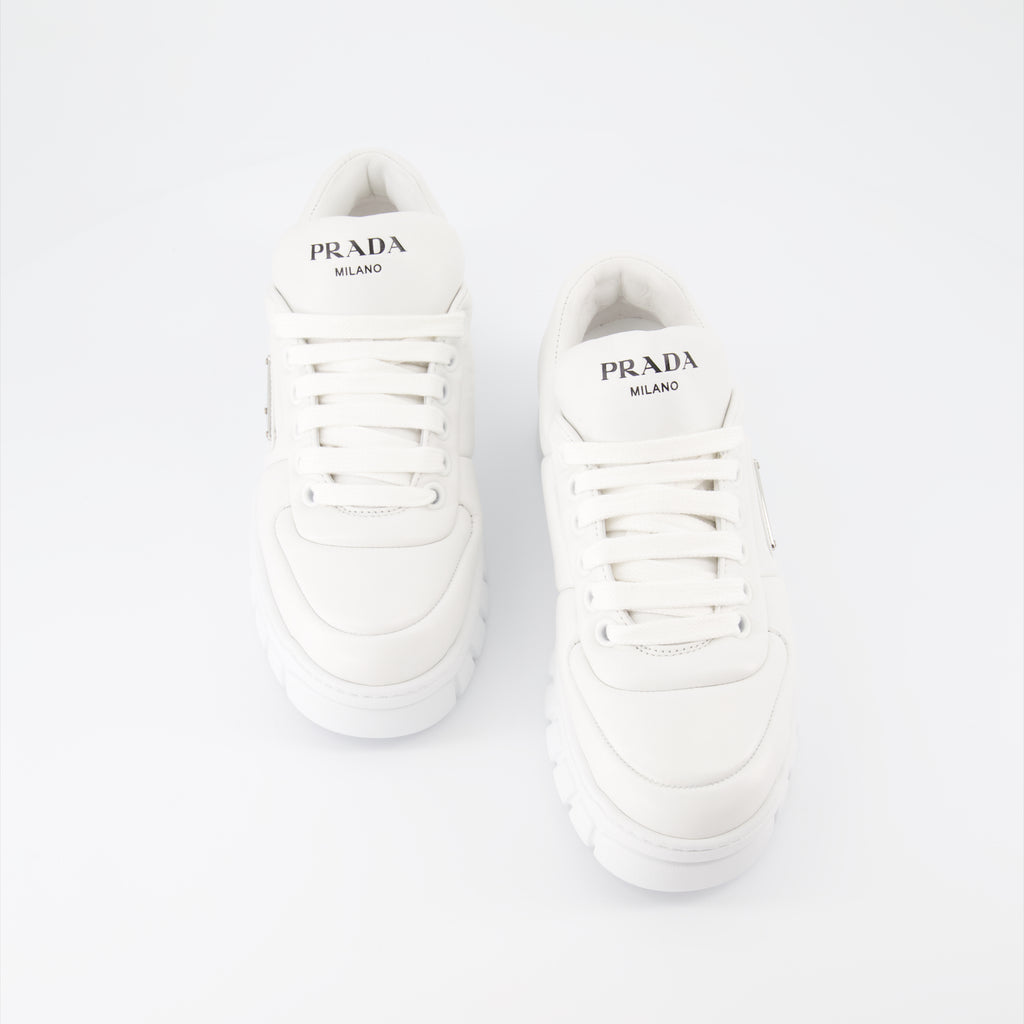 Baskets Baskets en cuir nappa Prada Blanc Femme