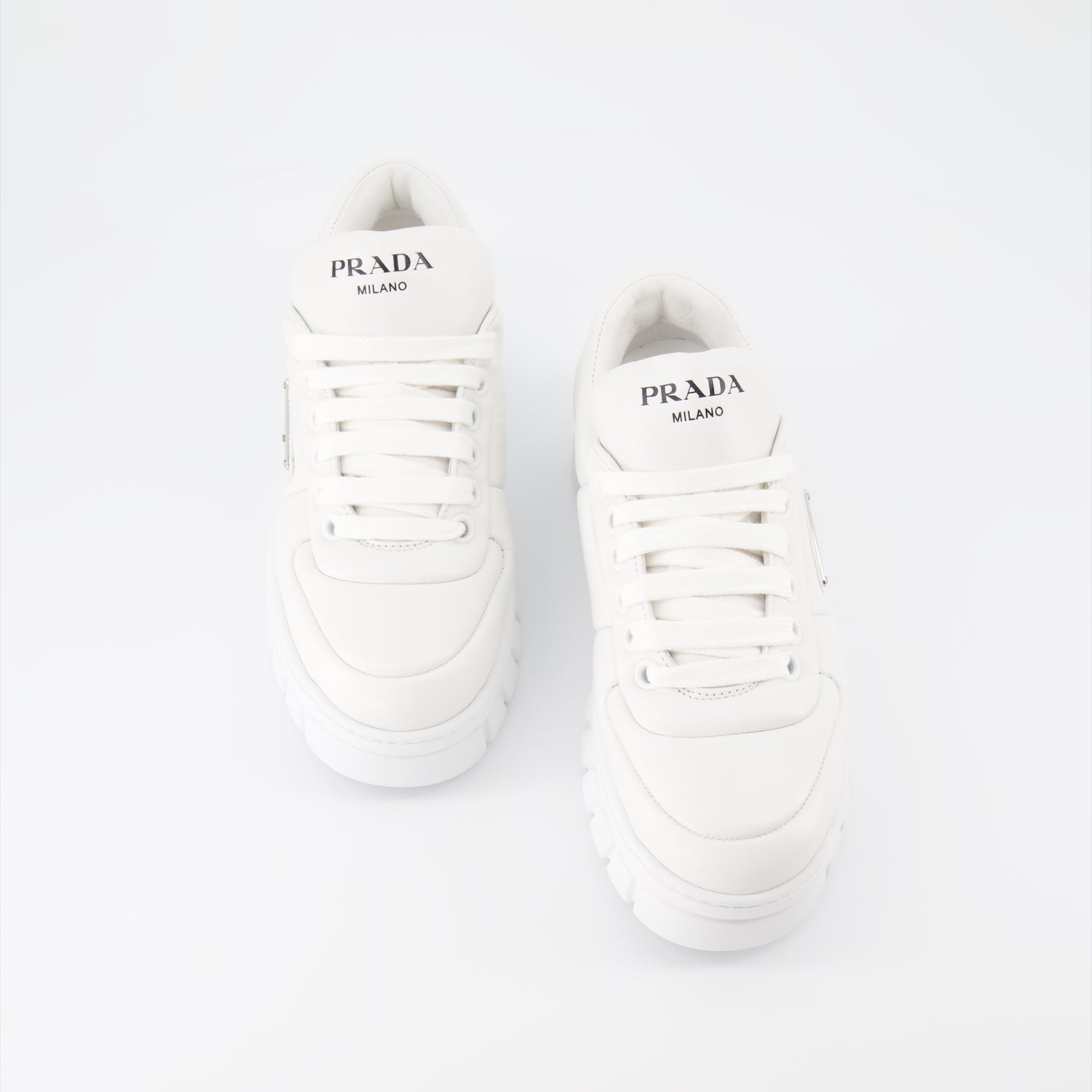 Baskets Baskets en cuir nappa Prada Blanc Femme
