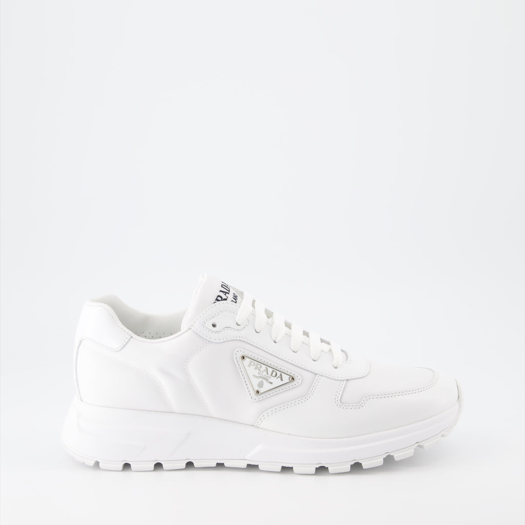 Baskets Baskets en gabardine Prada Blanc Homme