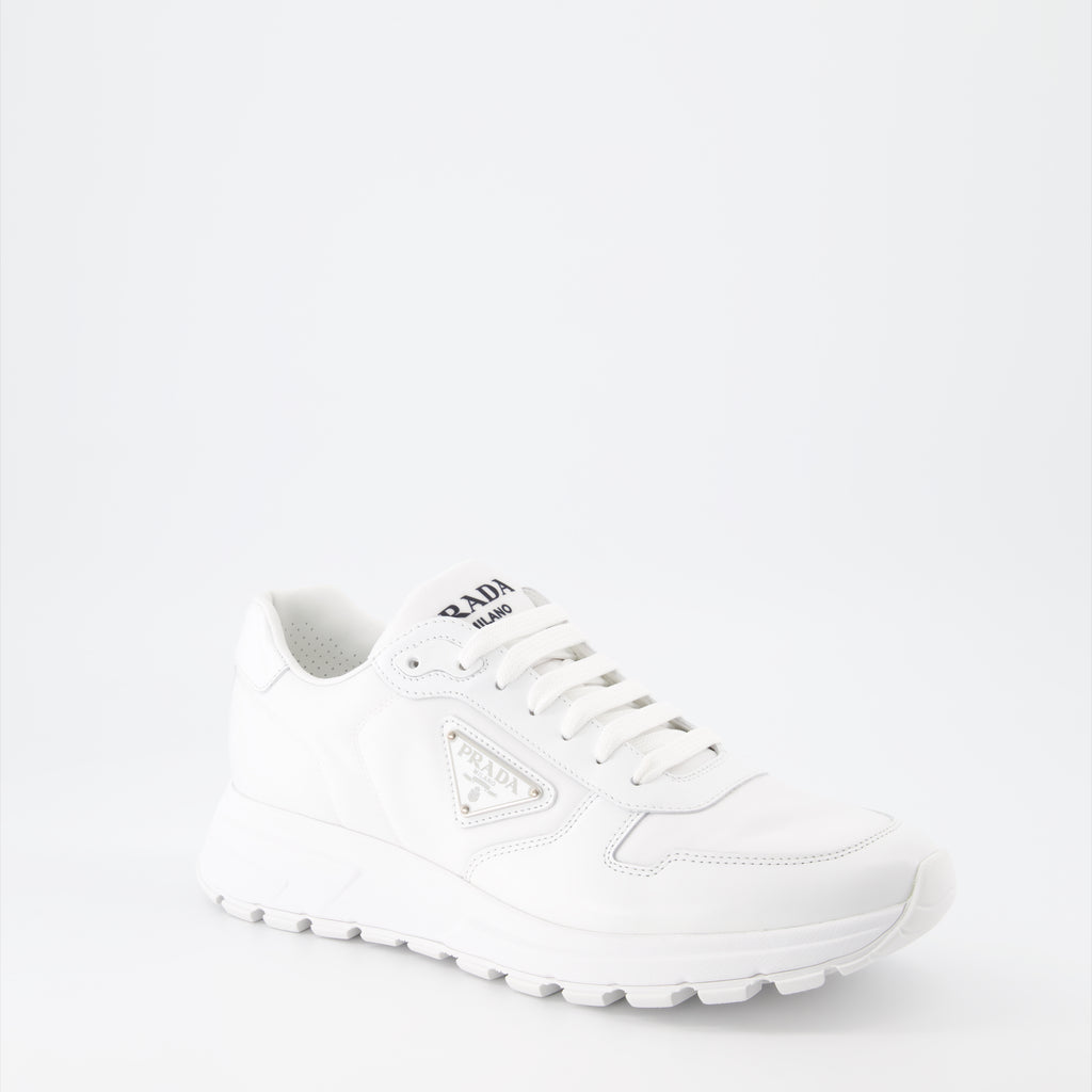Baskets Baskets en gabardine Prada Blanc Homme