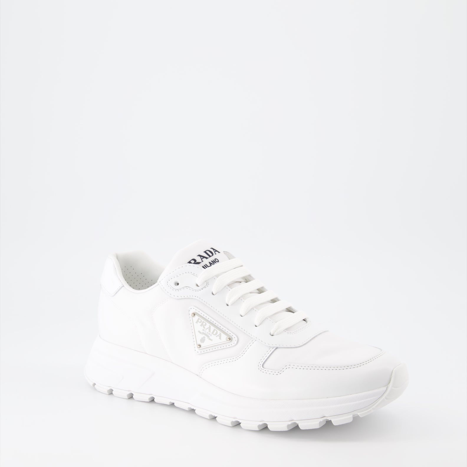 Baskets Baskets en gabardine Prada Blanc Homme