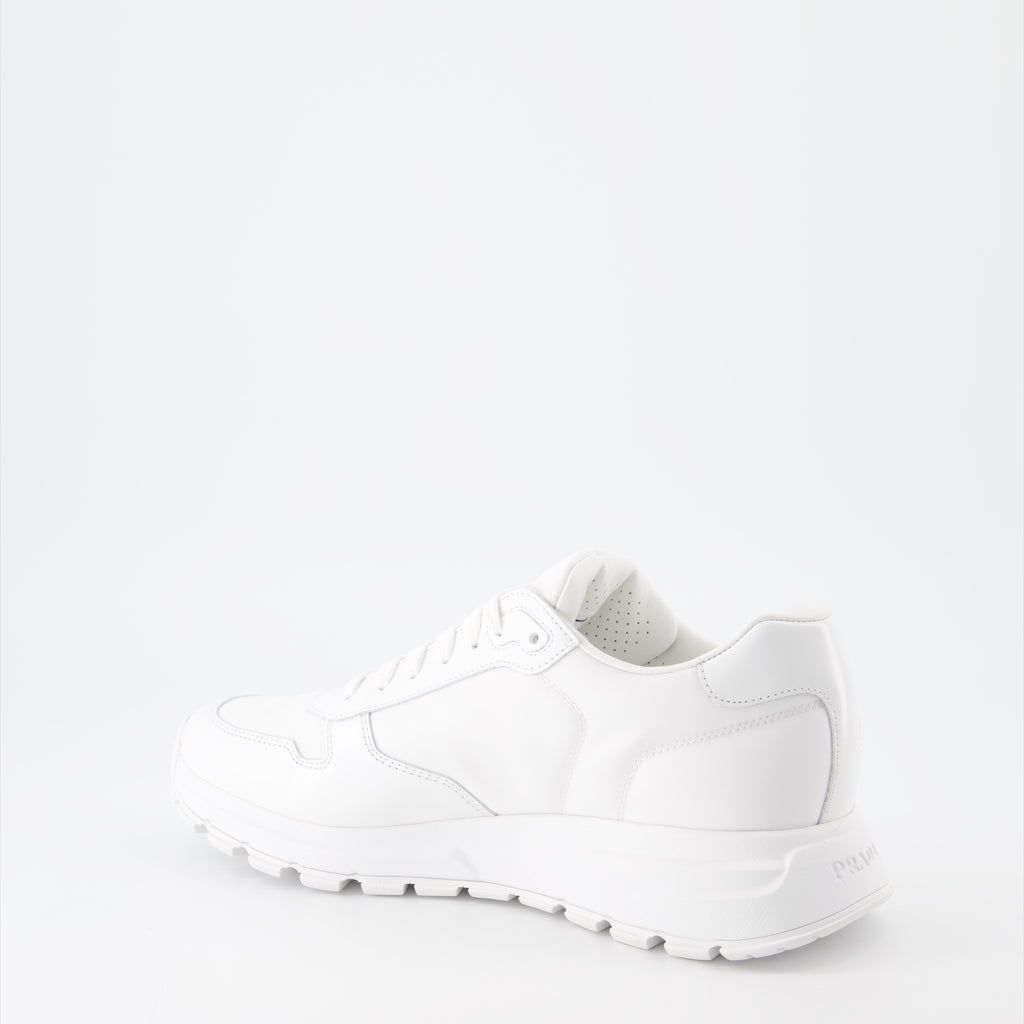 Baskets Baskets en gabardine Prada Blanc Homme