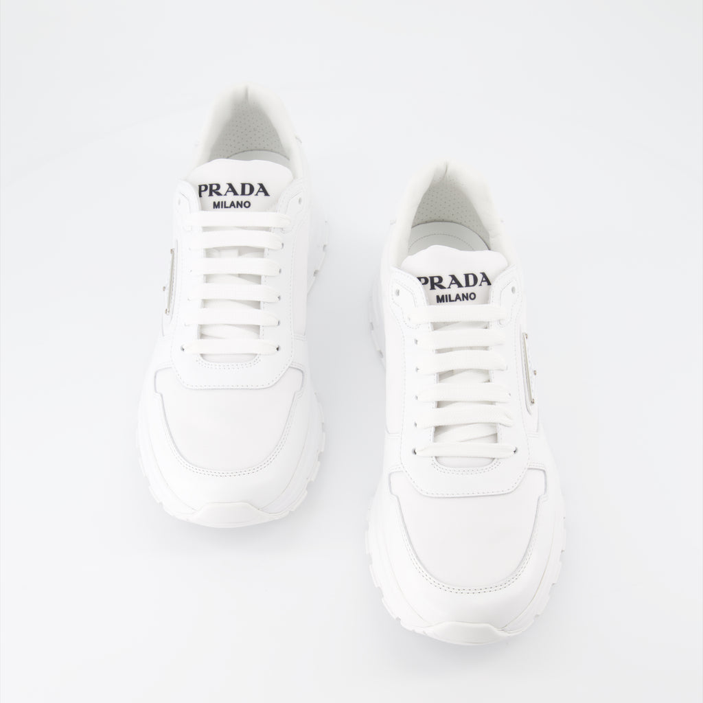 Baskets Baskets en gabardine Prada Blanc Homme