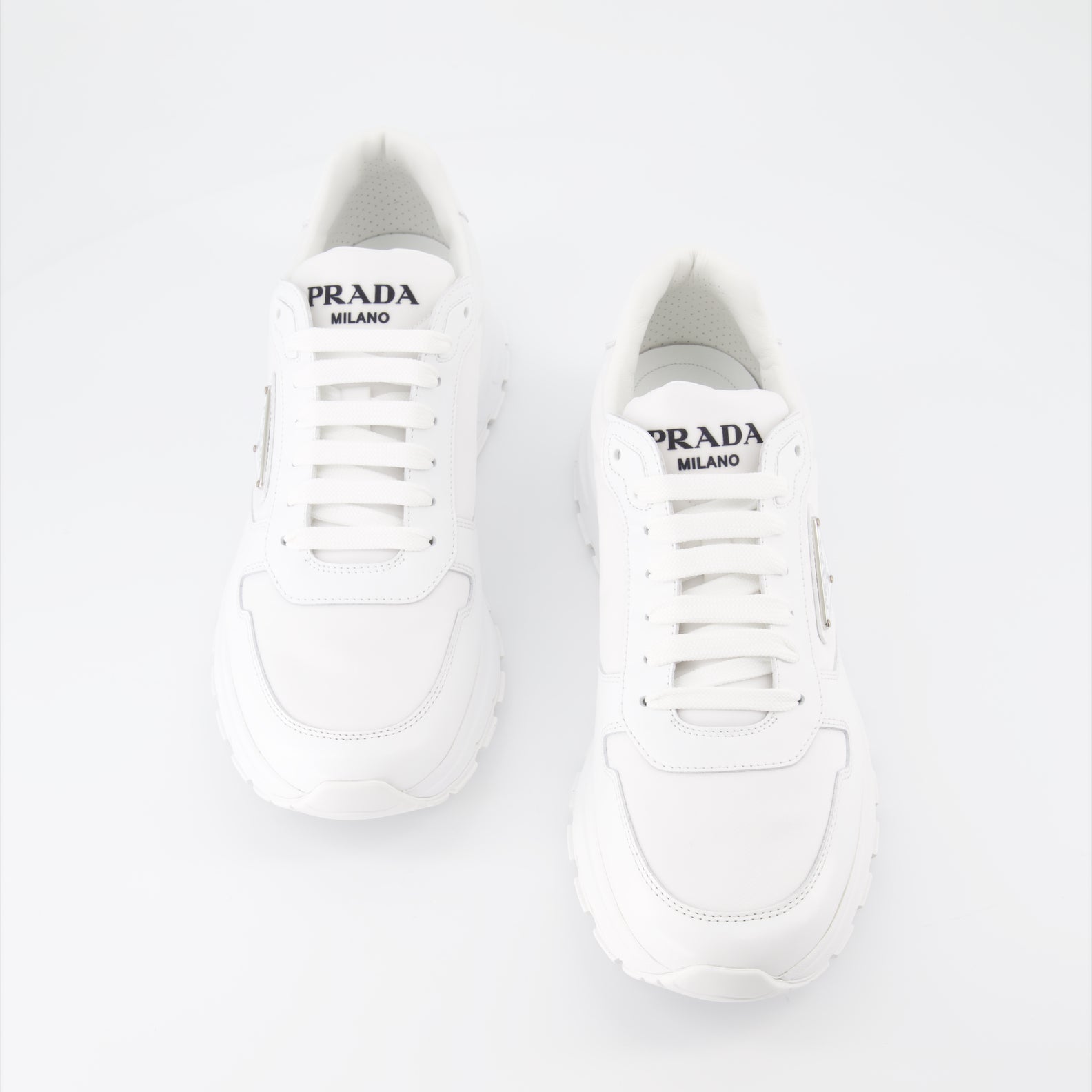 Baskets Baskets en gabardine Prada Blanc Homme