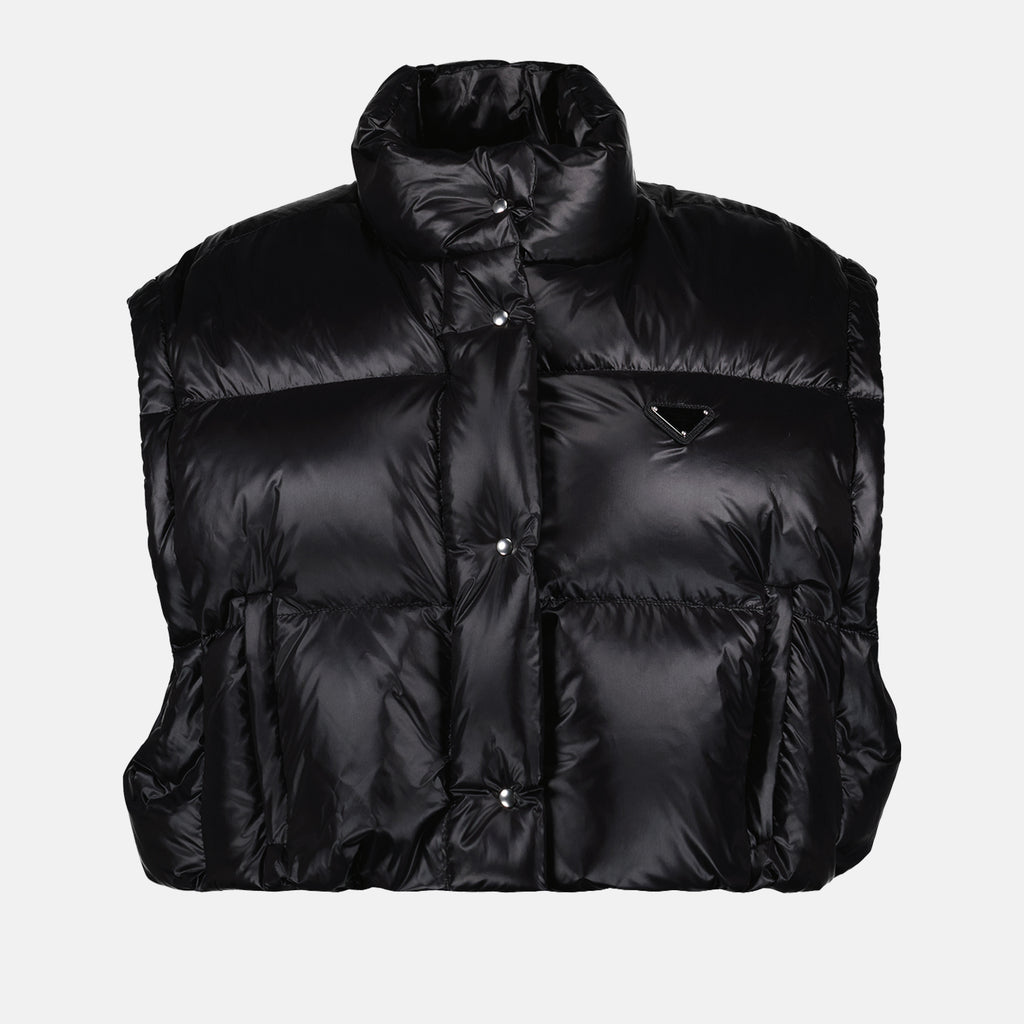 Manteaux Doudoune courte en Re-Nylon Prada Noir Femme