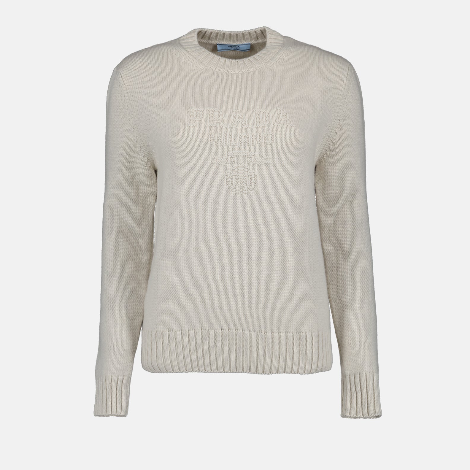 니트웨어 Pull en maille brodé Prada 하얀색 Femme