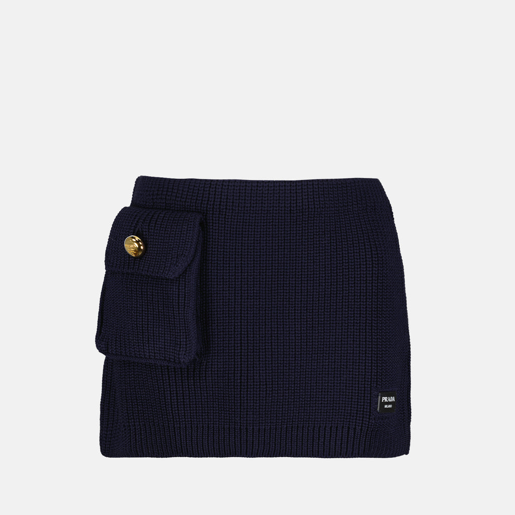 Jupes Jupe en laine Prada Bleu foncé Femme