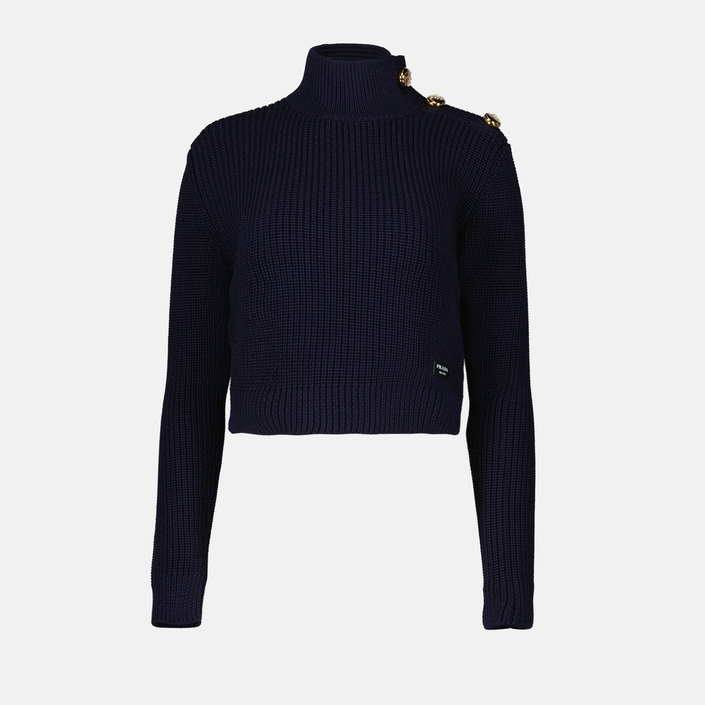 Prendas de punto Pull en laine Prada azul oscuro Femme